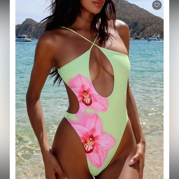 White Fox Boutique Other - White Fox Boutique Columbia One Piece in Lime Breeze- orchid print
